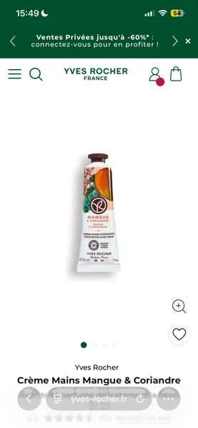 Crème Mains Mangue & Coriandre • Yves Rocher