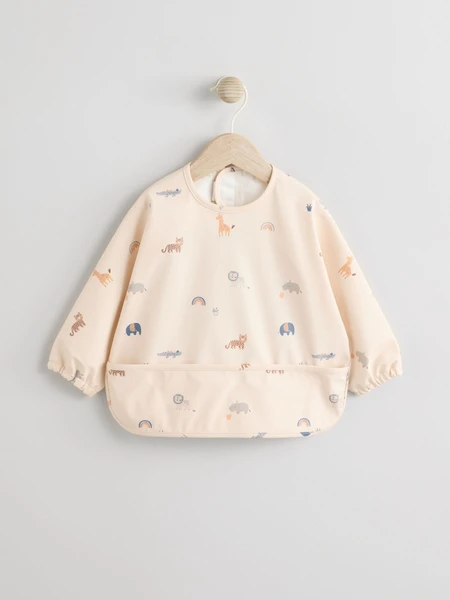 Neutral Mini Jungle Weaning And Feeding Sleeved Bib
