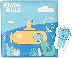 Badabulle Livre de bain avec marionnette poulpe, 1 face personnages & 1 face histoire, dès 4 mois, sans BPA