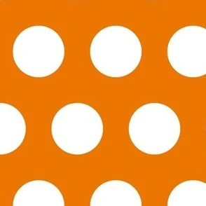 Polka Dot 2- White on Orange Fabric | Spoonflower