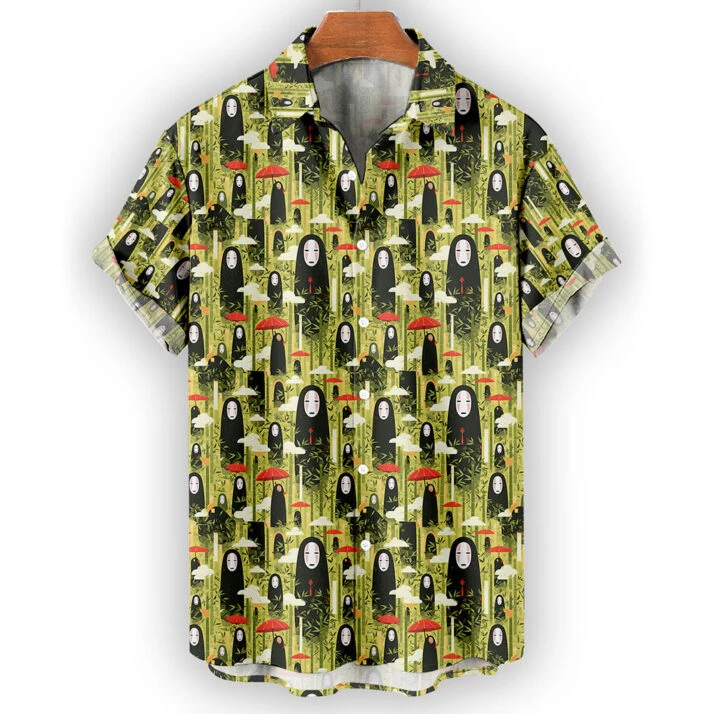 No-Face Bamboo Forest Hawaiian Shirt – Spirited Away Anime Summer Shirt