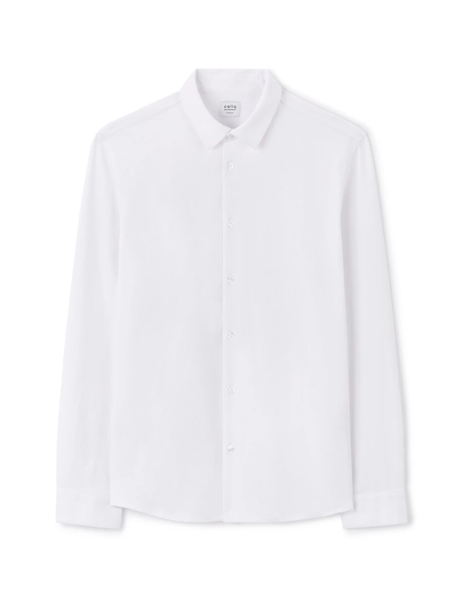 Chemise regular en jersey col français - blanc XL
