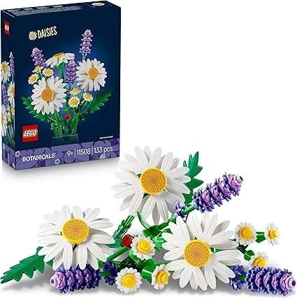 LEGO Botanicals Marguerites - Bouquet de Fleurs Artificielles pour Fille 9 Ans - Marguerites & Lavande - Décoration Chambre d'enfant DIY - Idée Cadeau Fête des Mères pour Passionnée de Plantes 11508