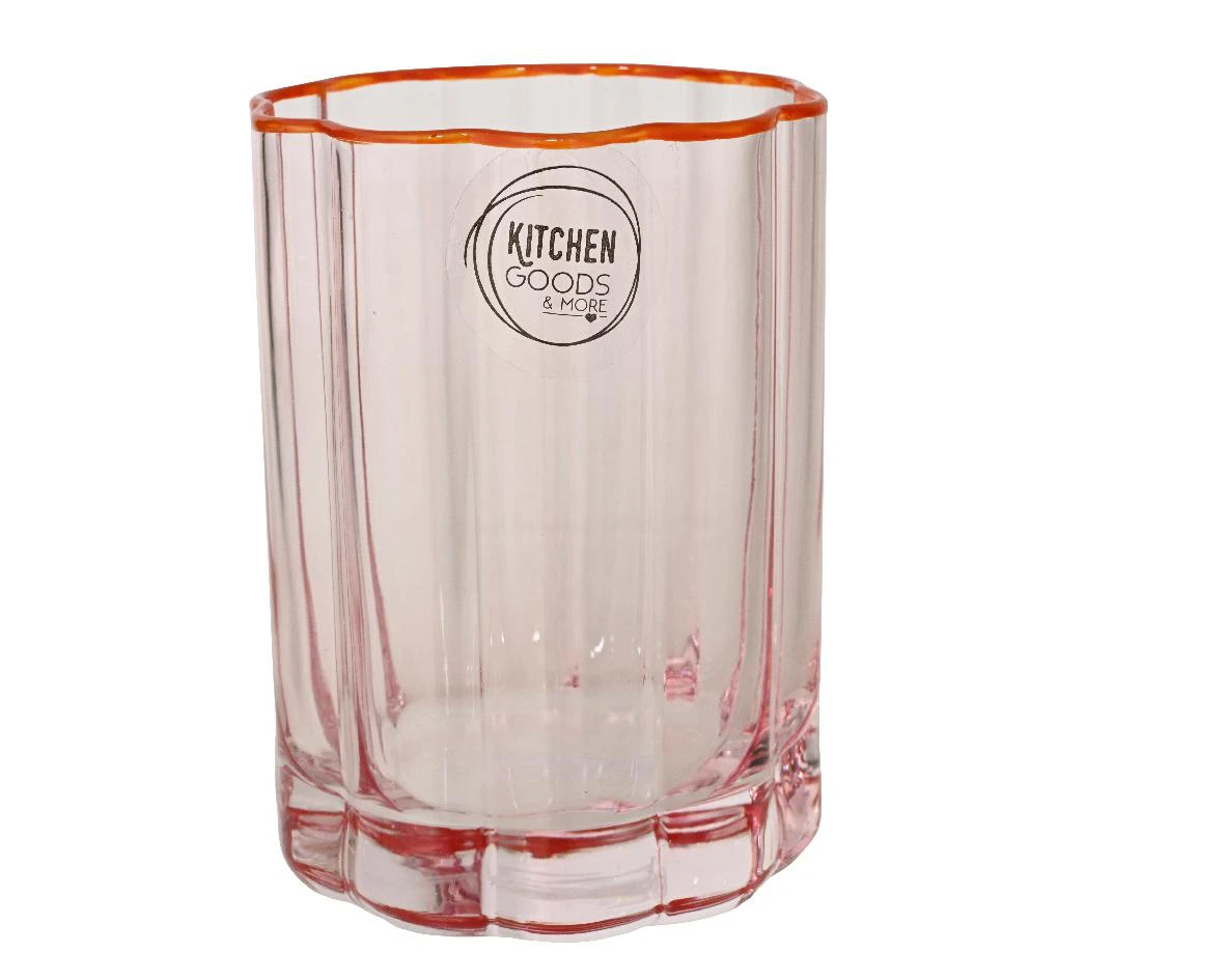 Gobelet en verre rose Fleur - Ø 7,9 x H 9,9 cm