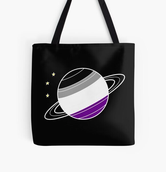 Drapeau Ace Saturne sur fond noir | Tote bag