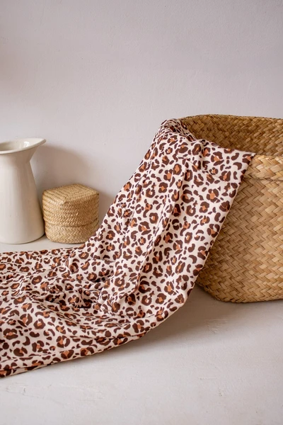 Viscose léopard - coloris écru/caramel