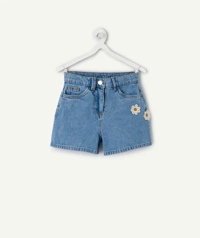 Short fille avec fleurs brodées