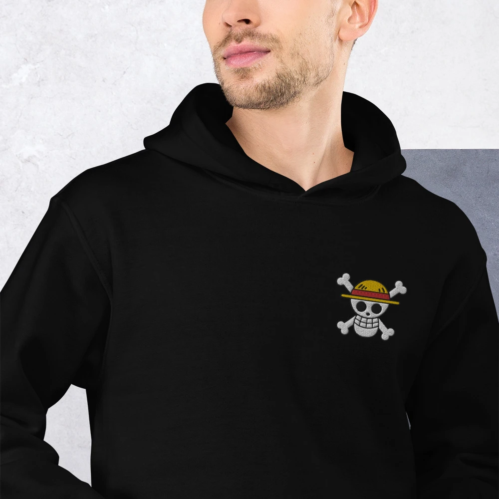 One Piece Embroidered Hoodie Jolly Roger Straw Hat - Official One Piece Merch Collection 2024 - One Piece Universe Store