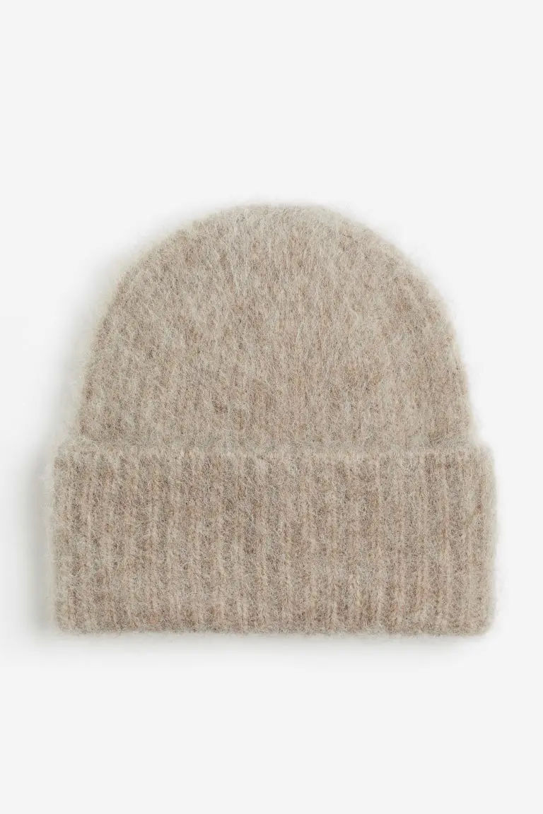 Bonnet en maille côtelée de laine mélangée