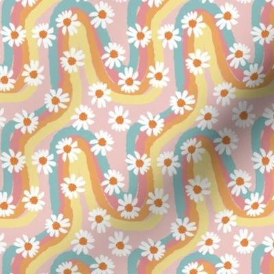 Daisy Rainbows (Small) Fabric | Spoonflower