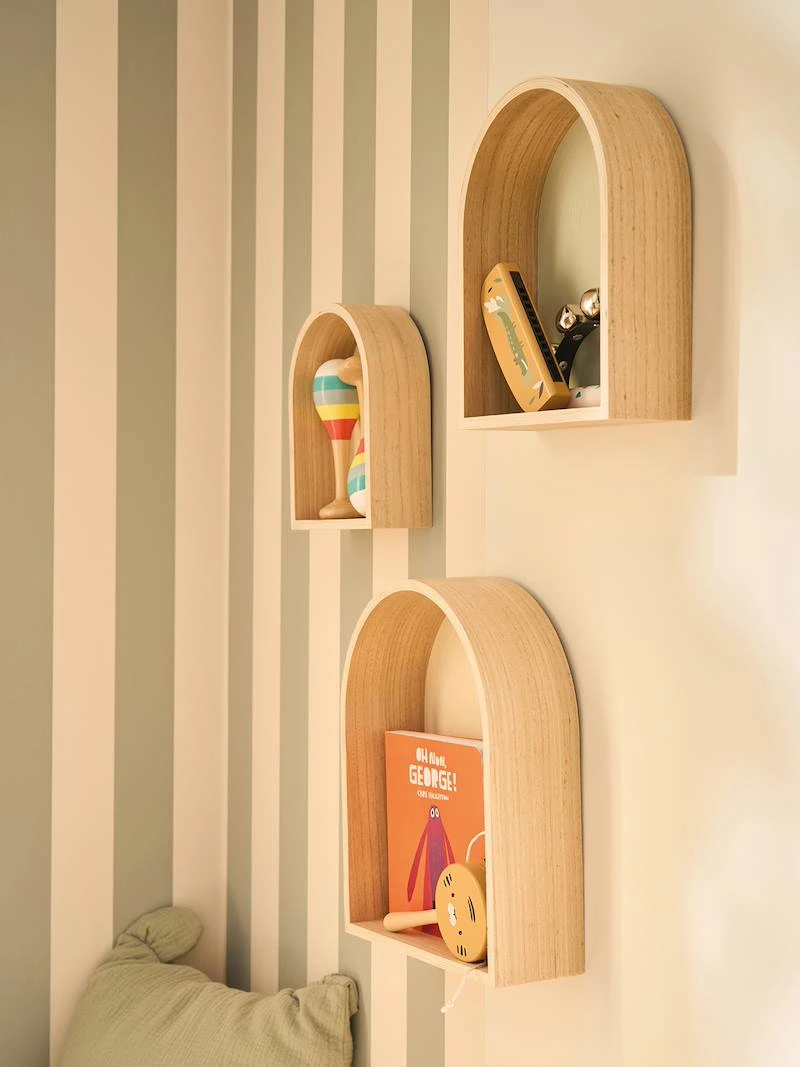 Lot de 3 étagères maison arc-en-ciel vert sauge - Vertbaudet