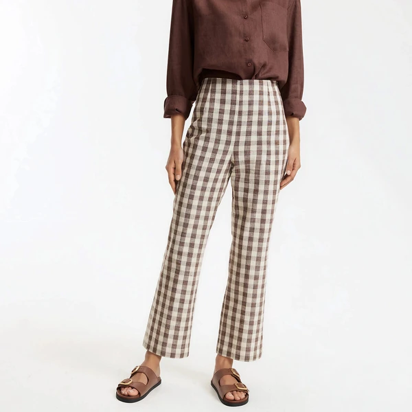 Pantalon bootcut 7/8 ème imprimé vichy