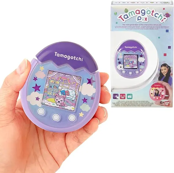 Bandai - Tamagotchi - Tamagotchi PIX - Sky violet - animal électronique virtuel avec écran couleur, boutons tactiles jeux et appareil photo - 42912
