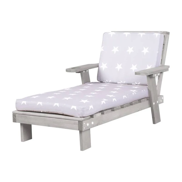 Chaise longue en bois massif fsc® avec 2 coussins gris - Roba