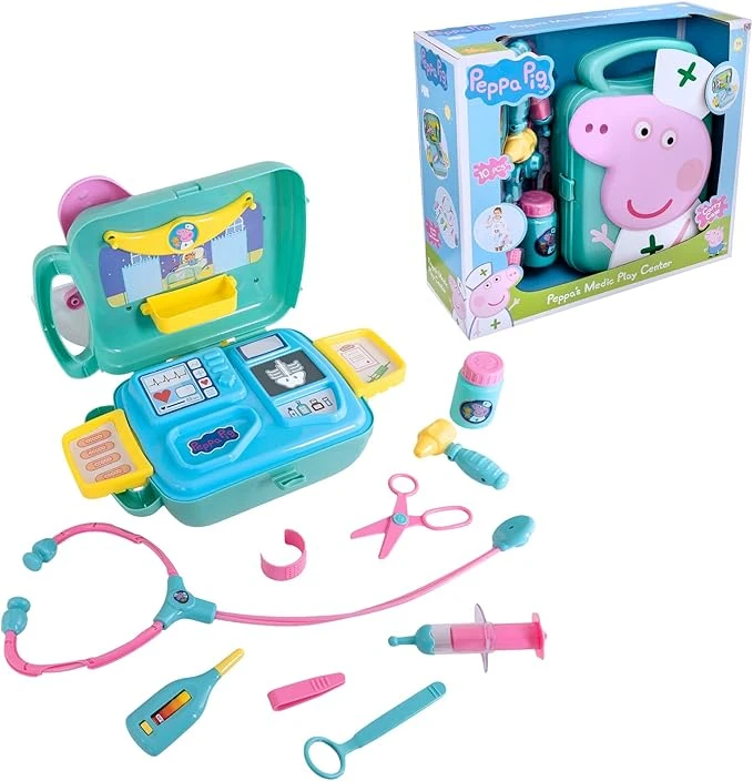 Peppa Pig's Medic Kit de Centre de Jeu | Comprend Plus de 10 Accessoires avec étui de Transport | Kit de médecin pour Enfants | Kit médical d'urgence | Jouets éducatifs pour Jeux de rôle | 3+