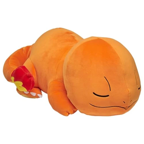 Pokémon Bandai Peluche Salamèche (Charmander) 40cm - Peluche Toute Douce Qui dort - JW0075