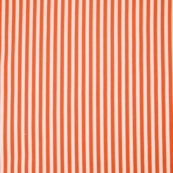 Coton imprimé rayure 5 mm orange et blanc