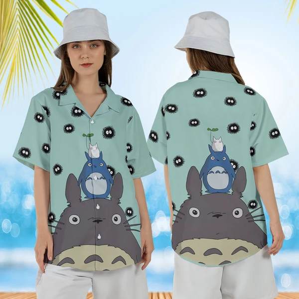 Totoro and Soot Sprites Hawaiian Shirt for Womens
