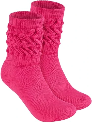 BRUBAKER Chaussettes de Sport Rétro - Chaussettes de Sport pour Femmes pour le Fitness, Yoga, Workout et Gymnastique - 1 Paire de Chaussettes Tricotées pour Femmes - Pink, 39-42