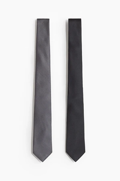 Lot de 2 cravates - Gris/gris foncé - HOMME | H&M FR