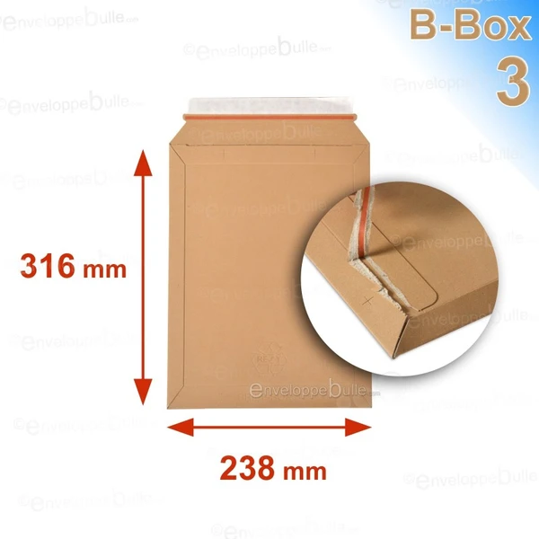 Enveloppe carton B-Box 3 MARRON format 238x316 mm
