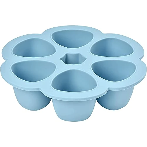 BÉABA, Multiportions Silicone de qualité premium, Résistance thermique extrême, Four et micro-onde, 6 alvéoles indépendantes, Couvercle hermétique, Fabriqué en Italie, 6x150 ml, Bleu
