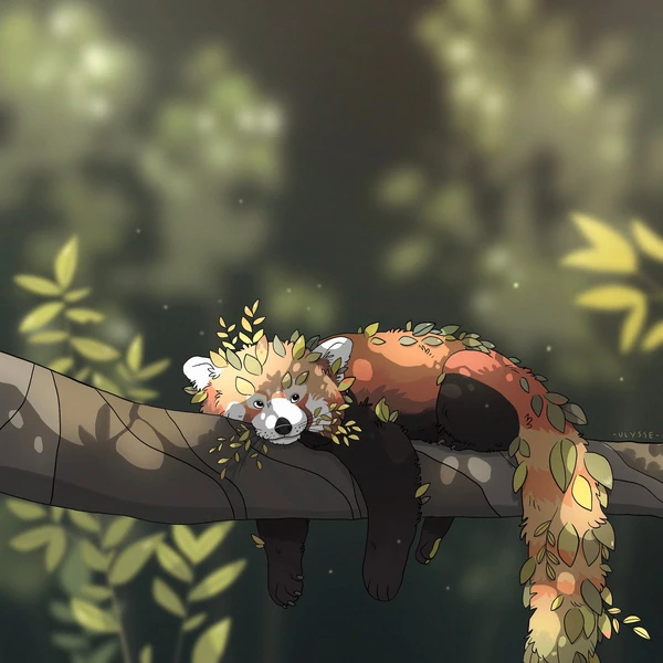 Leafy red panda - Mini print