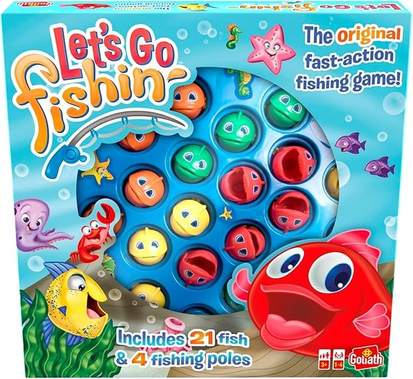 Goliath - LET'S GO FISHIN' ORIGINAL - Jeu d’Action et d’Adresse pour Enfants Dès 3 Ans - Jeu de Pêche Amusant avec 21 Poissons et 4 Cannes à Pêche - Partie Rapide 20 Min - De 1 À 4 Joueurs