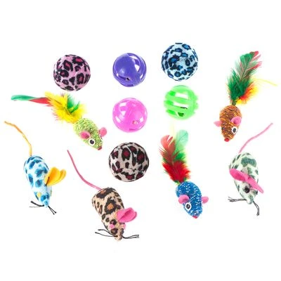 Lot de jouets avec balles et souris pour chat