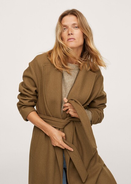 Manteau laine ceinture - Femme | Mango France