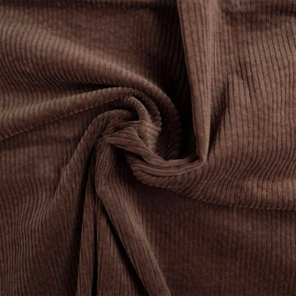 Tissu velours côtelé coton stretch uni - chocolat | Pour couture d'habits en velours de poids moyen