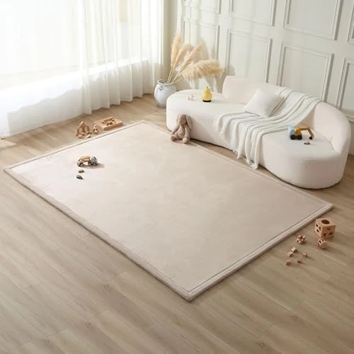 Tapis d'éveil Bébé 280x200x2,5cm, Beige – Tapis de Jeux avec Mousse Mémoire de Haute Qualité – Tapis Antidérapant pour Bébé, Tapis de Sol Enfant