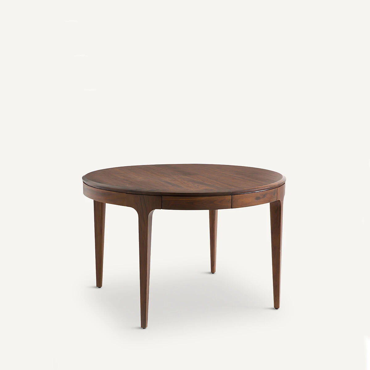 Table ronde extensible, noyer et plaqué, Sanara