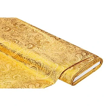 Tissu jacquard 'fleurs/paisley', jaune/doré