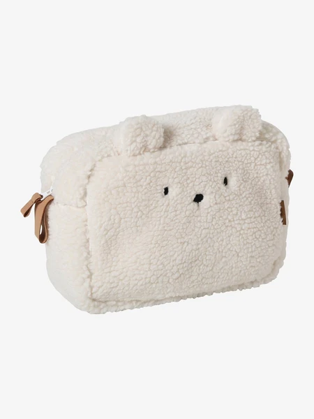 Trousse de toilette en sherpa Ourson PETIT NOMADE ivoire - Vertbaudet