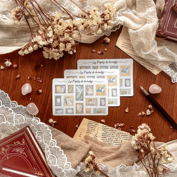 Petite planche de stickers timbres Rentrée Scolaire