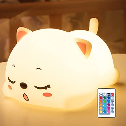 otutun Veilleuse Portable Enfant , 16 couleurs LED Lampe de Chat en Silicone lumière multicolore avec télécommande , Lampe Nuit Tactile USB Rechargeable pour Chambre à Coucher, Salle de Béb : Amazon.fr: Luminaires et Éclairage