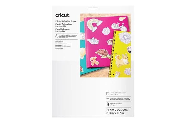 Lot de 8 papiers autocollants imprimables Cricut™ – A4 21 x 29,7 cm