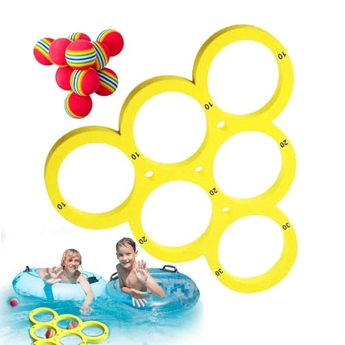 Jeu de lancer de balle de piscine, jeu de lancer de balle flottante de piscine - Jouets de sports nautiques,Jeux de piscine de Sports nautiques flottants amusants, jeu de jouets de lancer avec 10 ball