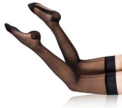 Bas Nylon CERVIN Pure 15 Deniers Noir Couture Or Taille 6-11 - Bas Jarretelle Femme