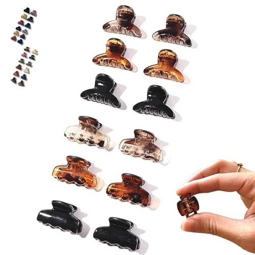 Pince Cheveux Femme, 12 Mini Pinces Crabe, Accessoire Cheveux Antidérapante À Double Dents Et Couleur Différent. Accessoires De Coiffeur, Accessoire Fille Et Femme En Forme De Papillon