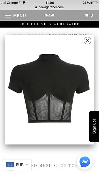 Ria Ribbed Mesh Crop Top Black
