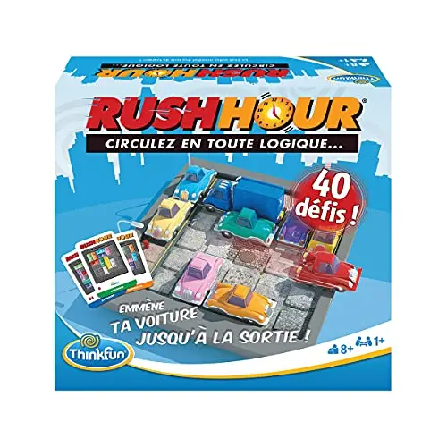 ThinkFun - Rush Hour - Jeu de logique - Casse-tête - Embouteillage - 40 défis 4 niveaux - 1 Joueur ou plus - dès 8 ans - Ravensburger - 76302 - Mixte - Version française
