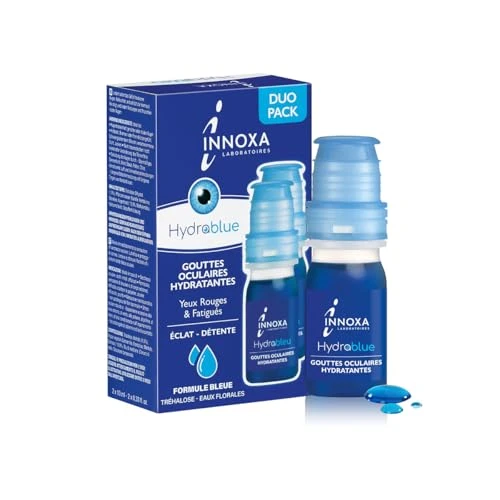 INNOXA Laboratoires - Gouttes Oculaires - Blanchit le Blanc de l'Œil - Hydrate les Yeux Rouges et Fatigués - Formule Originale - Fabriquée en France - Sans conservateurs (Gouttes Bleues x2)