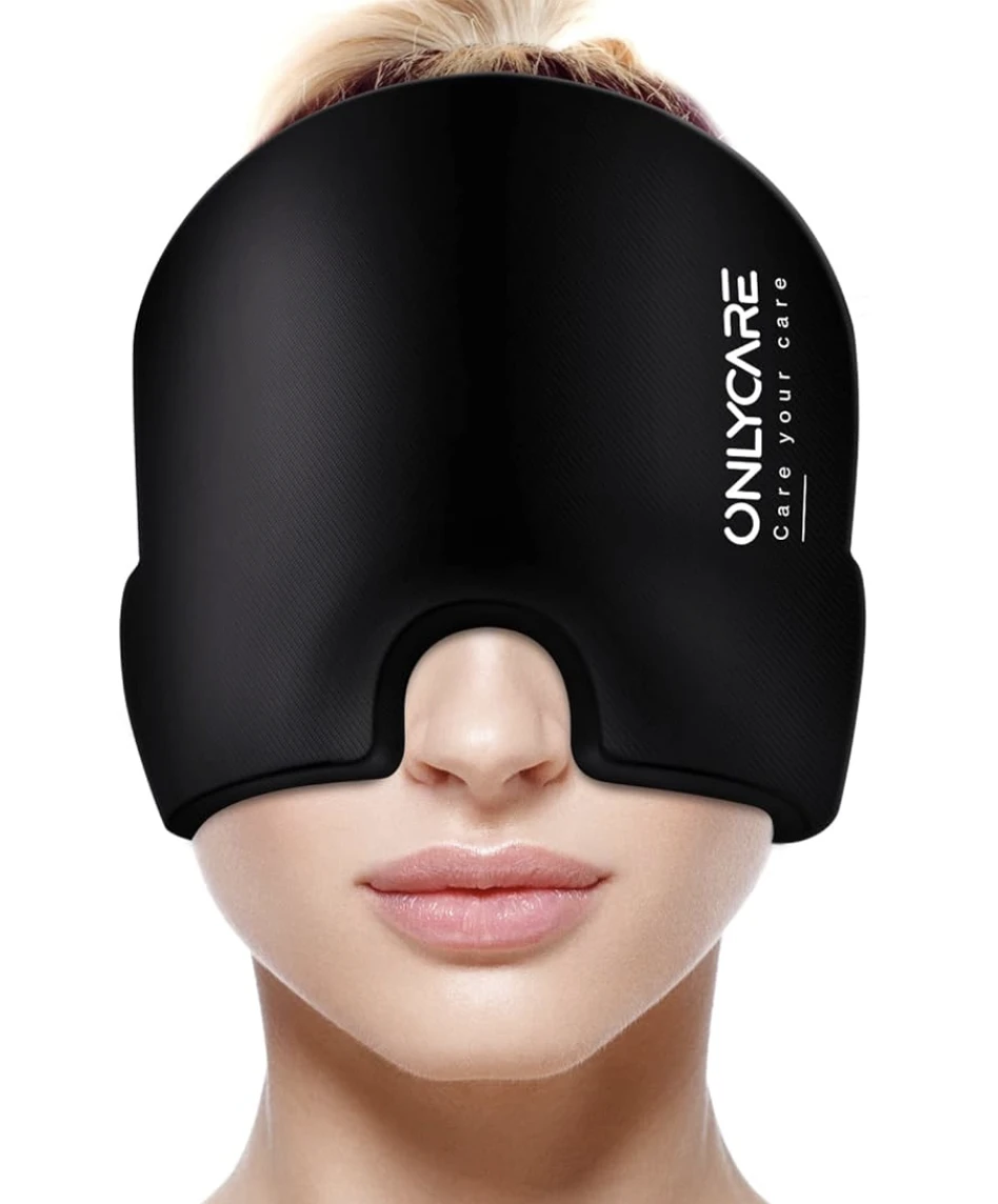 Onlycare Migraine Cap Bonnet, Poche de Glace en Gel, Masque de Glace Anti migraine rafraîchissant, Chapeau, Cold Therapy Relief