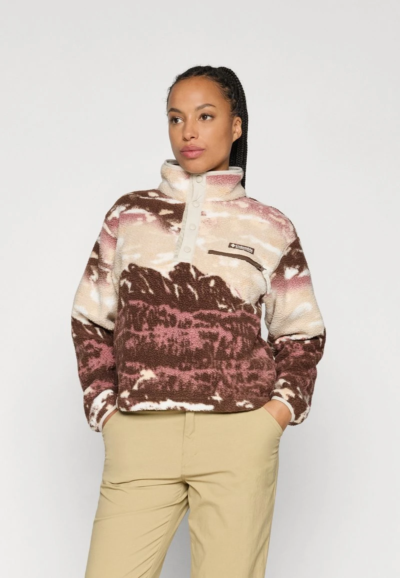 HELVETIA™ II PRINTED CROPPED HALF SNAP - Sweat polaire - dunkelbraun