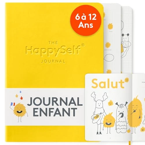 HappySelf - Le journal quotidien primé des 6 à 12 ans pour promouvoir le bonheur et développer des habitudes positives [édition française] pour les enfants (jaune)