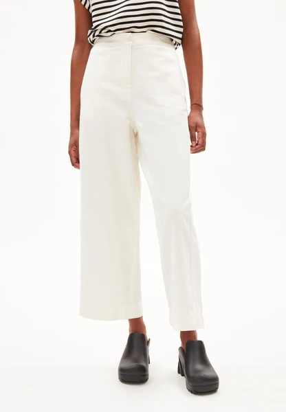 Pantalon blanc en lin, coton bio et recyclé - carunaa lino off white Armedangels