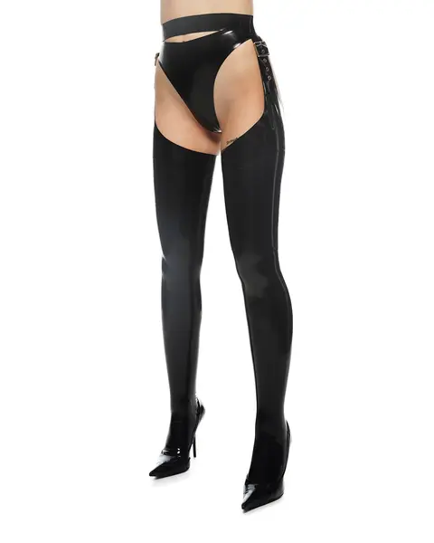 Stockings "Evie" Black Latex Silver size 2 XL