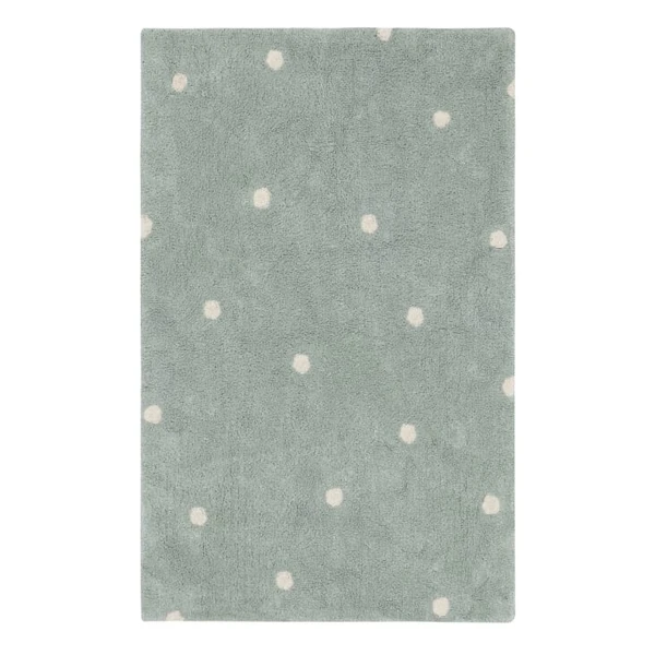 Tapis lavable mini à pois bleu sauge
